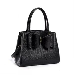 GROSSI Classic Bow Black textured vegan leather satchel Crossbody Bag